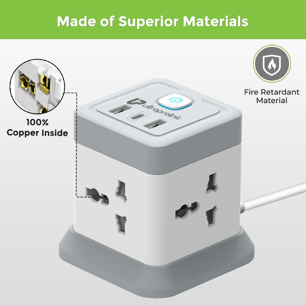 Power Qube 4 Port Surge Protector+3 USB PD20W