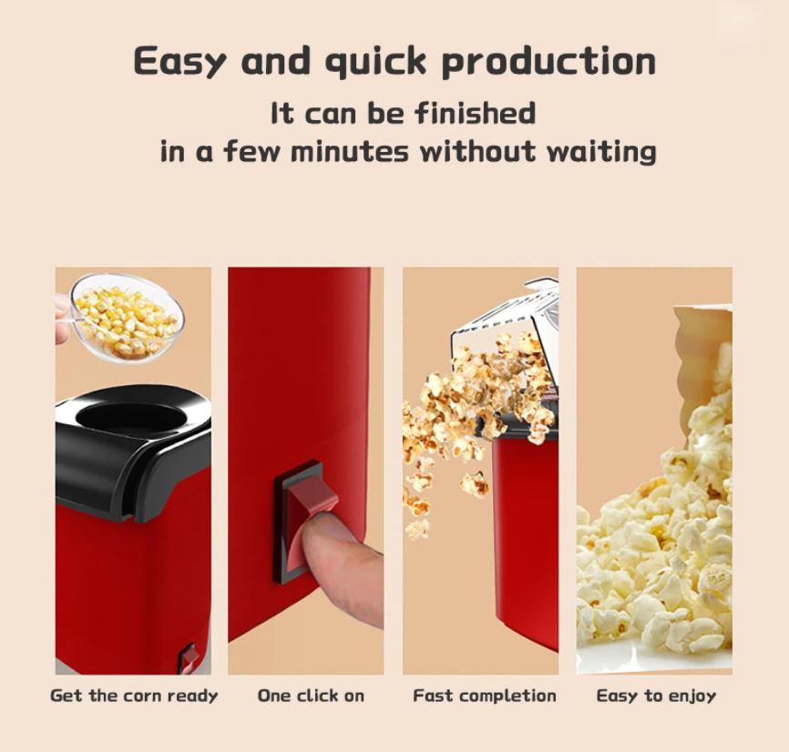 Oil-Free Maker Mini Sweet Hot Air Popcorn Machine and Snack Maker 1200W