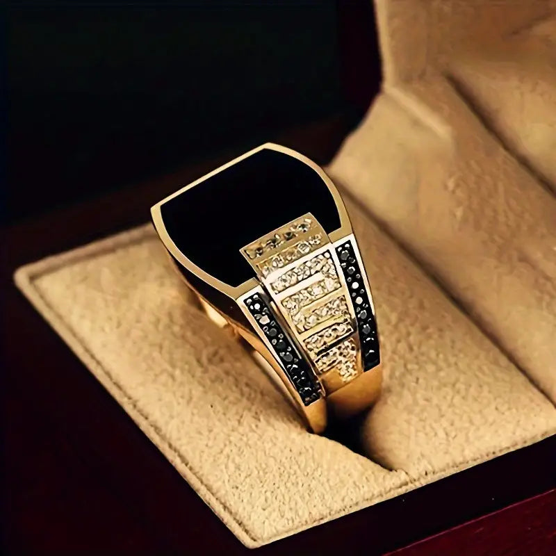 Men's Black Zircon Ring-Wedding Engagement Jewelry Gift