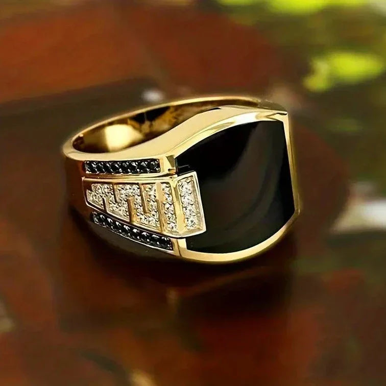 Men's Black Zircon Ring-Wedding Engagement Jewelry Gift