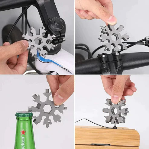 8 in 1 Stainless Steel EDC Snowflake Multitool