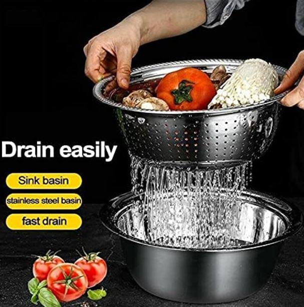 3 in 1 Kitchen Multipurpose Stainless Steel Bowl