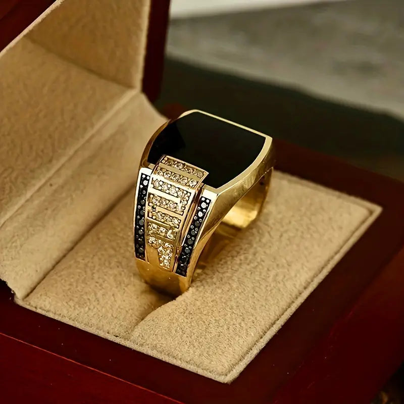 Men's Black Zircon Ring-Wedding Engagement Jewelry Gift