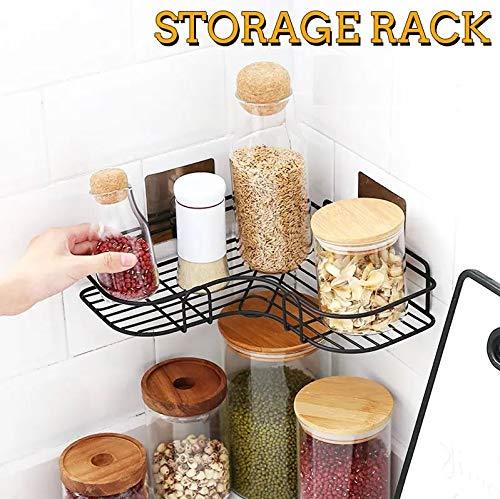 Kitchen Organiser Corner Shelf - Wall Mount Stainless Steel Storage Rack ( Pack of 1 )