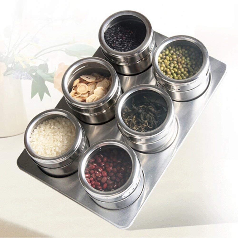 Magnetic Stainless Steel Spice Rack (Set of 6)