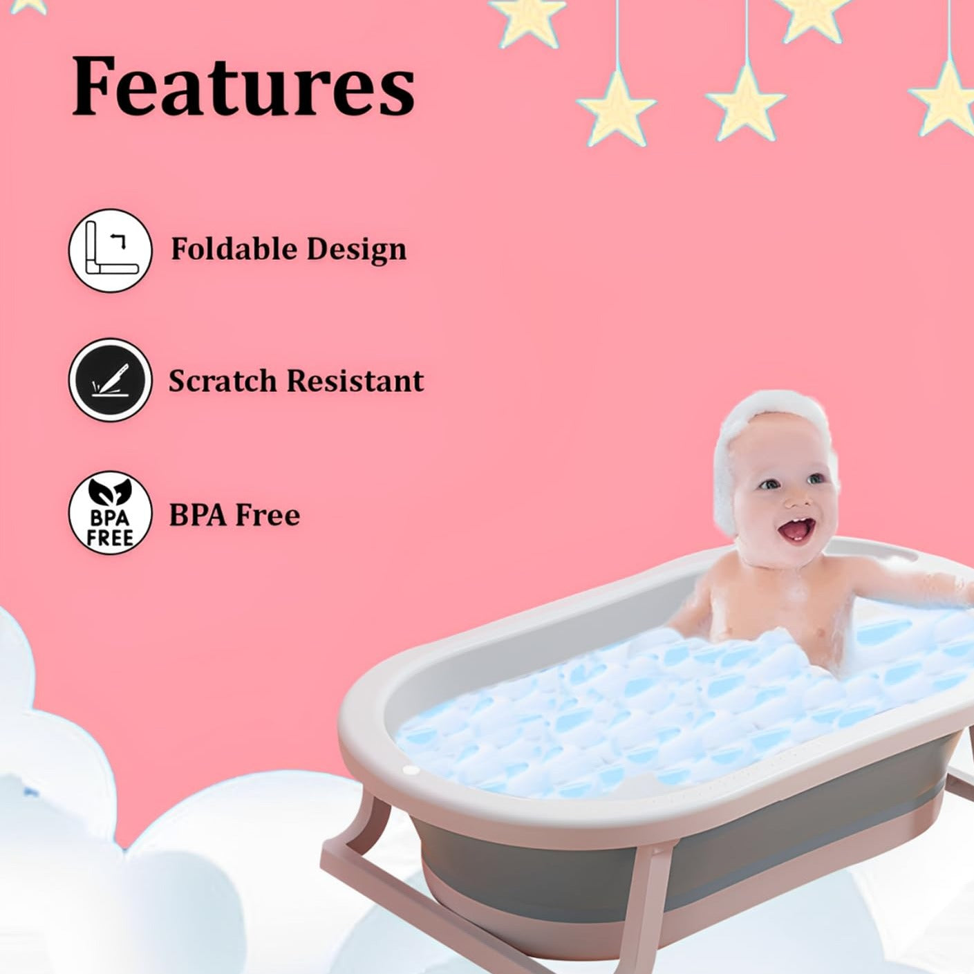 Foldable Baby Bath Tub -Mini Swimming Pool for kids