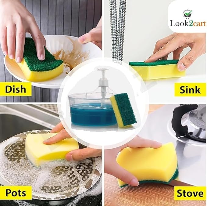 🌟2 In 1 Liquid Soap Dispenser With Pump & Sponge