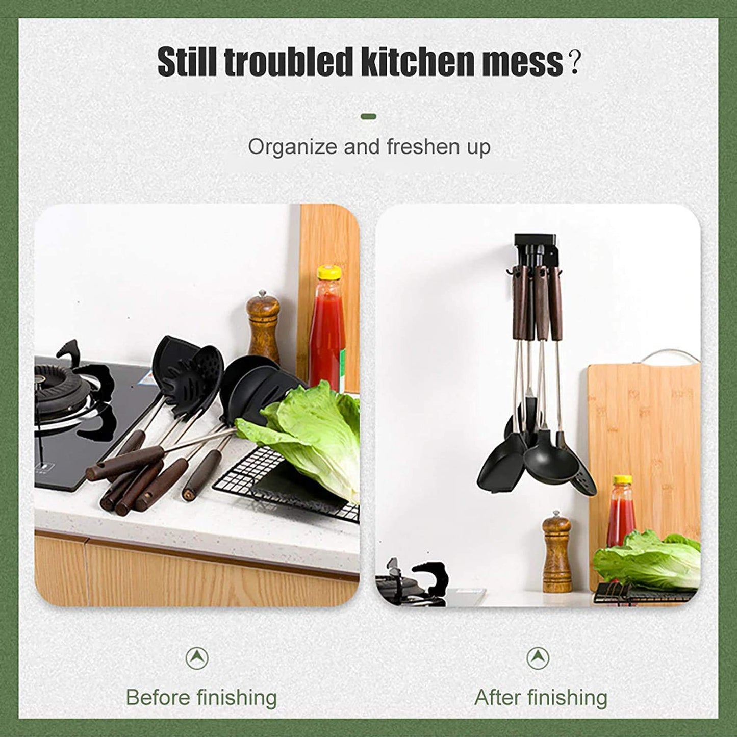 Kitchen Organizer - Space-saving Rotating Storage Manager With 6 Hooks