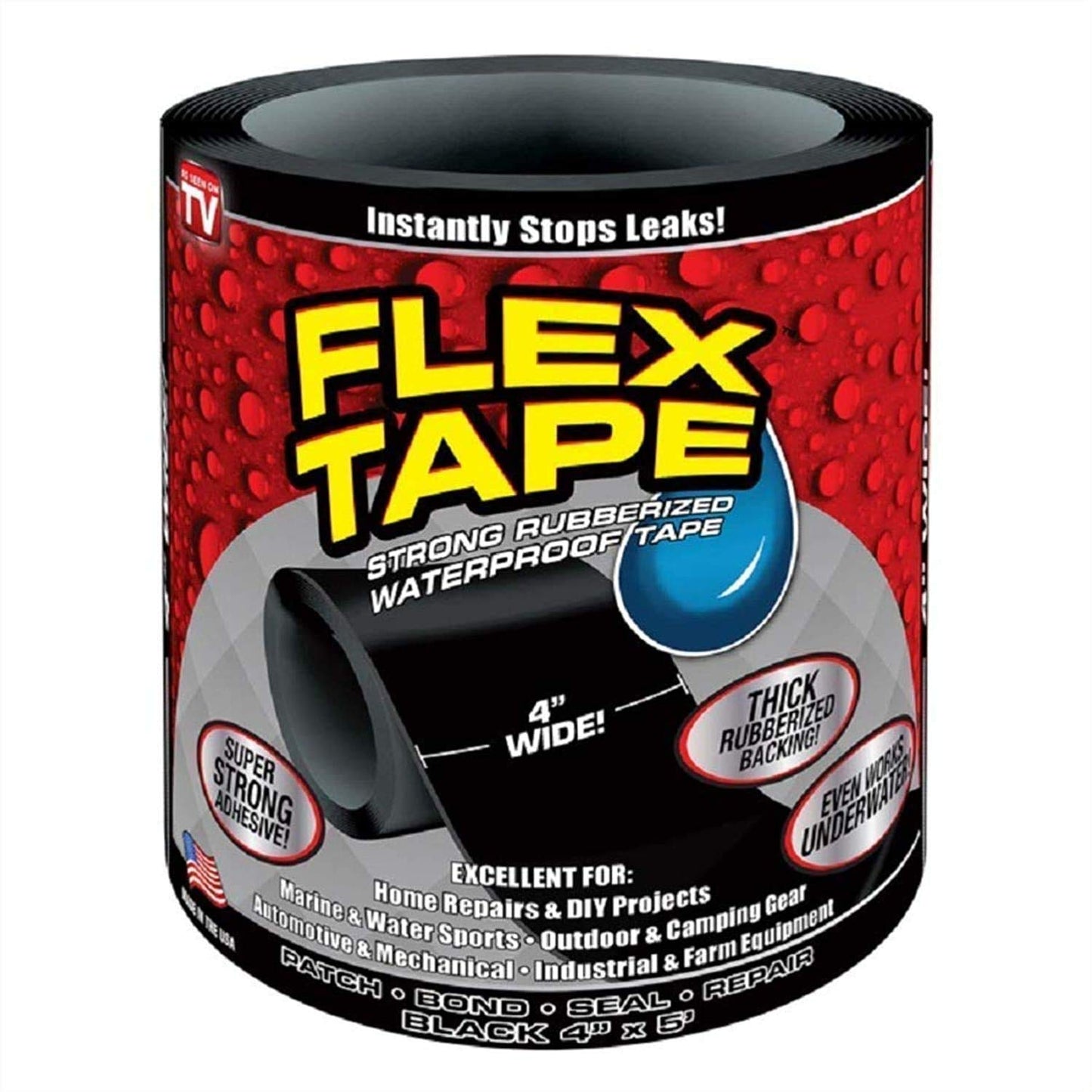 Flex Super Strong Rubberized Waterproof Tape ( 4" Wide x 5 Feet Long )