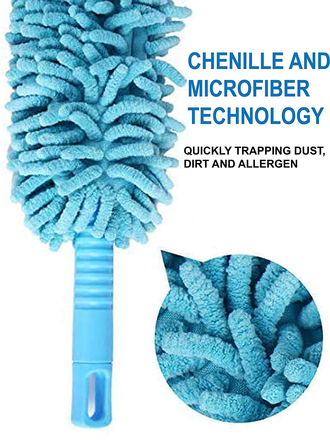 Fan Duster - Flexible Microfiber Cleaning Duster with Extendable Rod