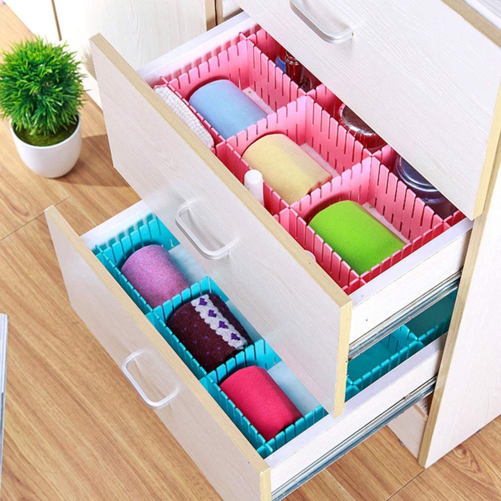 Adjustable Stretchable Interlocking Plastic Drawer Divider (Set of 6)