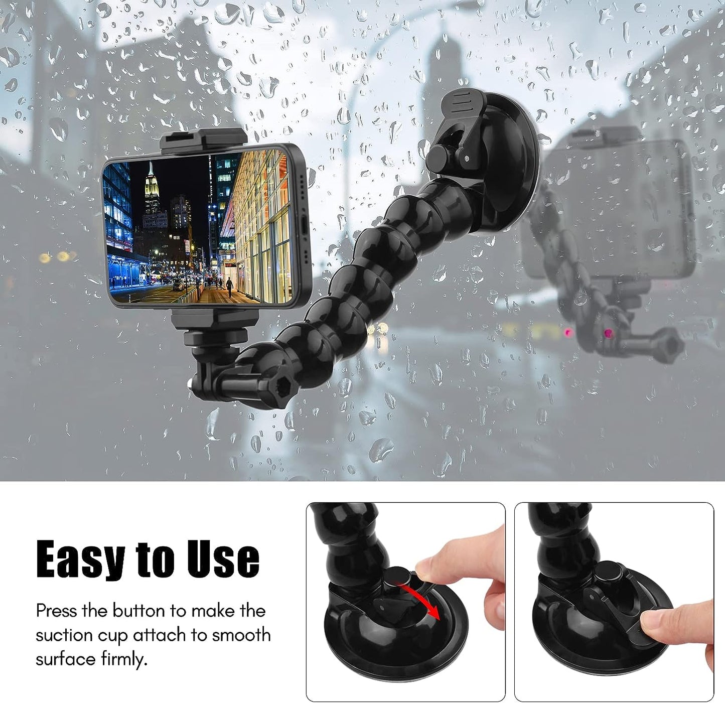 Flexible Suction Cup Mount Windshield Suction Cup Phone Mount Full angleRotatable