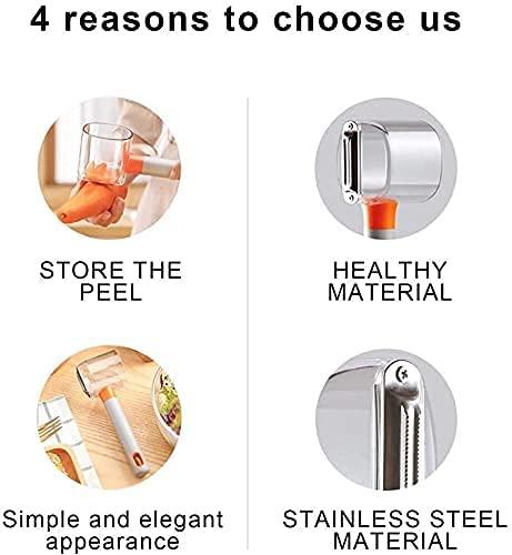 Storage Peeler, Peeler with Trash Can, Hand Peeler for Fruit and Vegetables Collects Cup Peeler Shredder Peeler Slicer