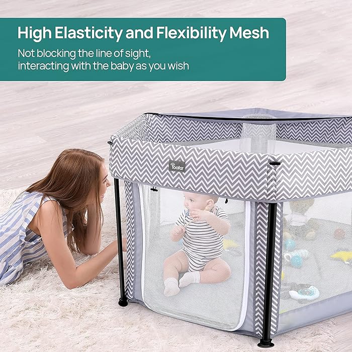 Hexaonal Baby Playpen with Round Zipper Door