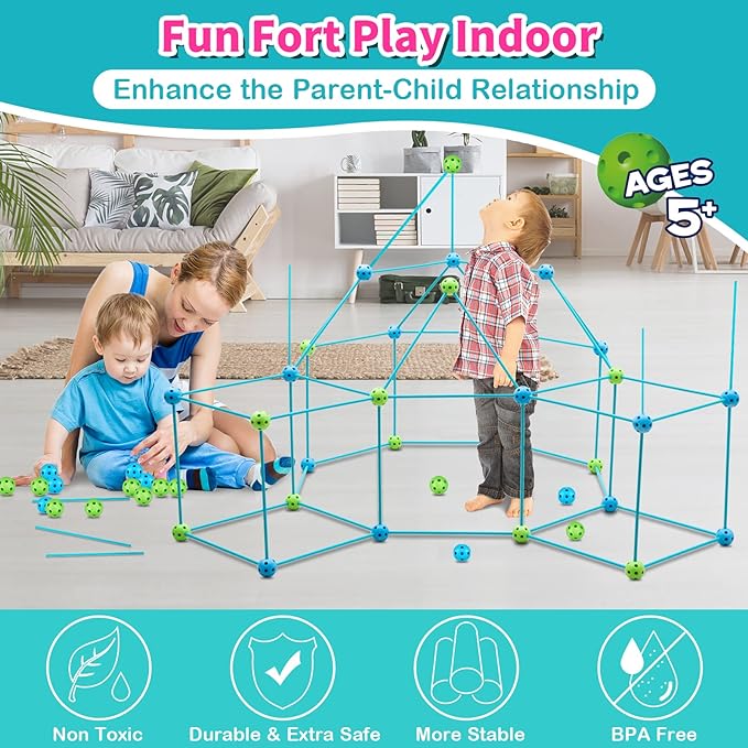 👭Kids Fort Building Kit - Ultimate Indoor/Outdoor Theme Game🤹‍♂️