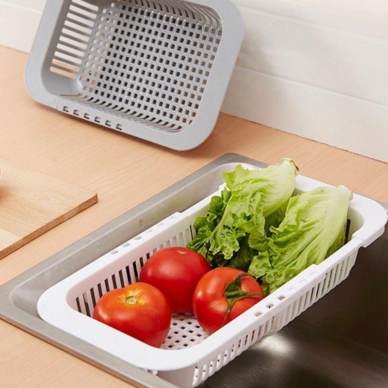 Kitchen Colander Fruit Vegetable Washing Basket Foldable Strainer Collapsible Drainer Sink Adjustable Tool