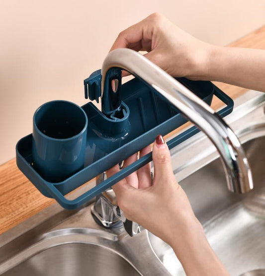 Faucet Sponge & Cloth Drain Storage Rack For Kitchen Organizer