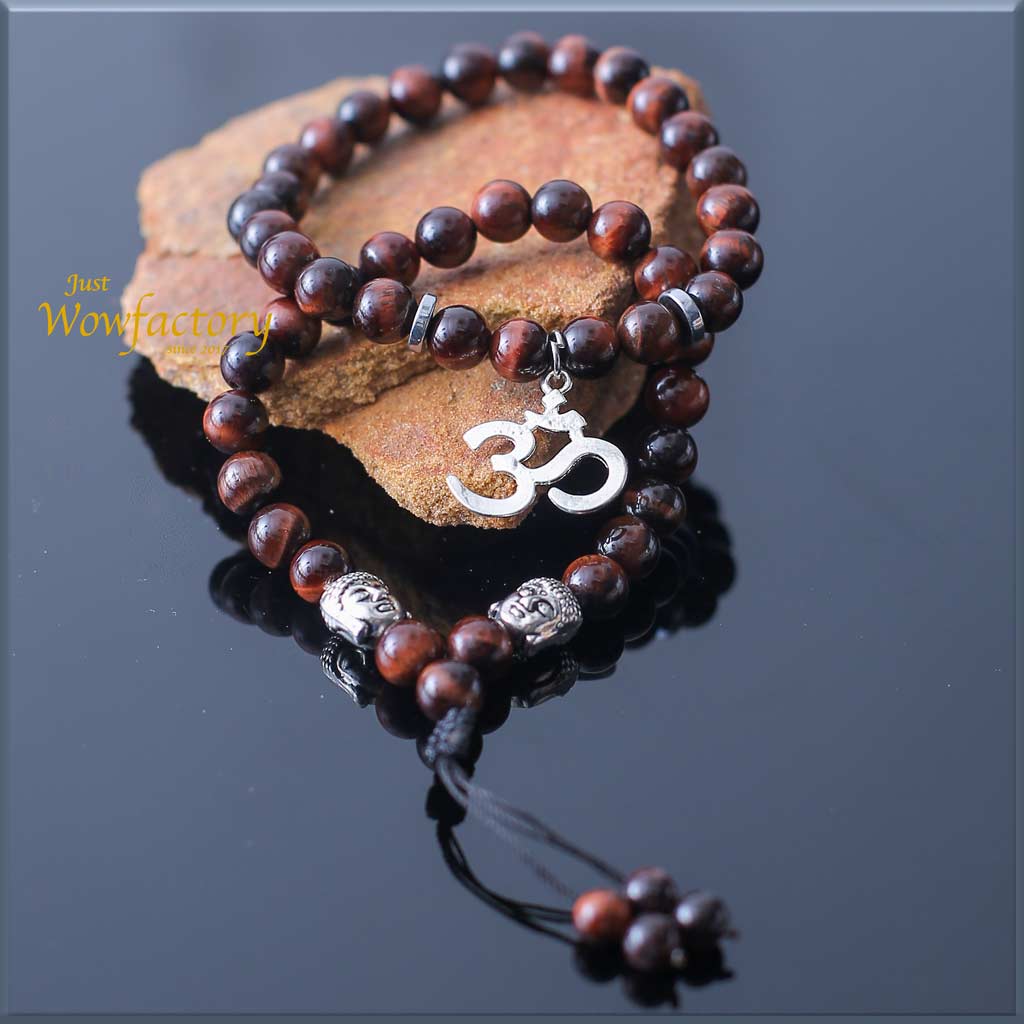 God ॐ Remain Strong Willed" Tiger Eye Aum Buddha Bracelet