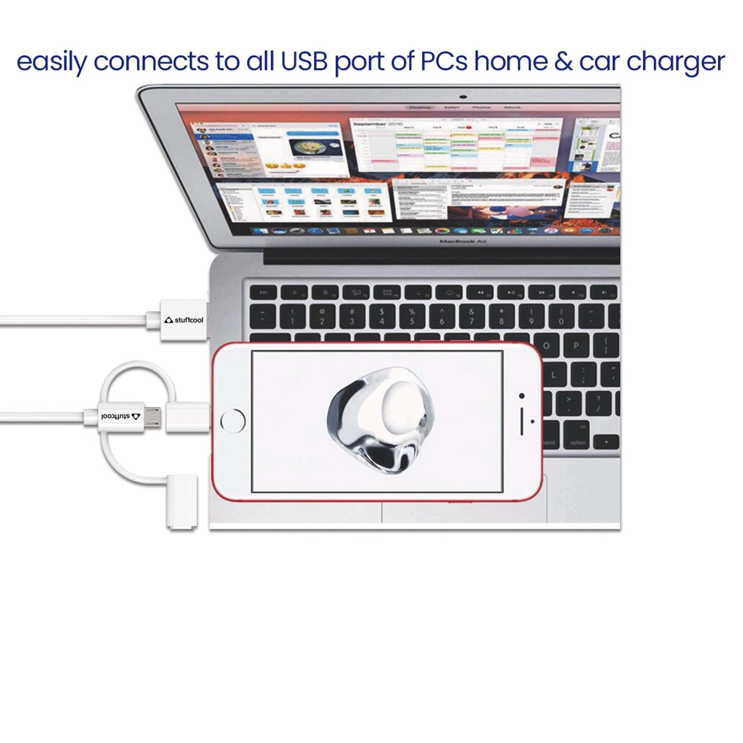 Tres 3-in-1 Lightning, Type C, Micro USB MFI Approved Cable