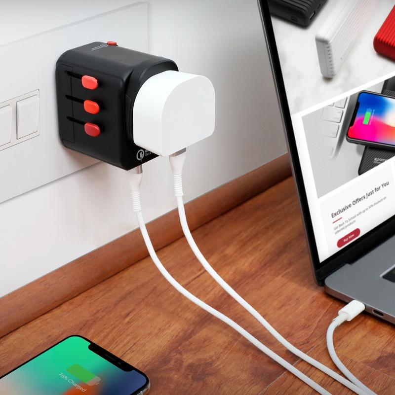 Tripmate - Travel Adapter with Re-settable Fuse & 30 Watt Output. Qualcomm 3.0 USB Type-C™ 18W Power Delivery Port