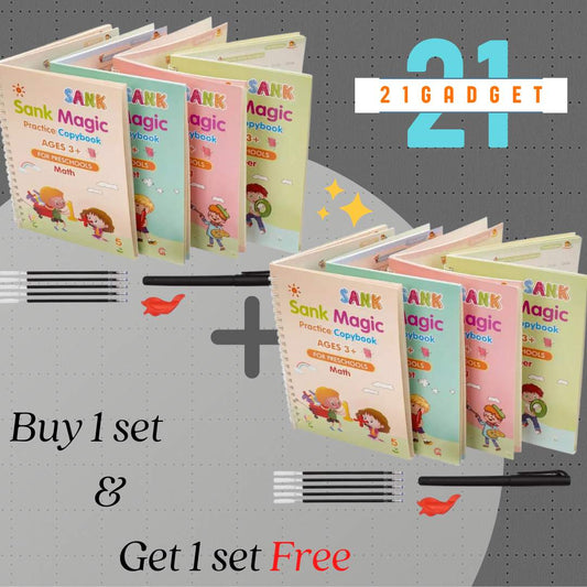 ✨Magic Practice Book || Buy 1 Set & Get 1 Set FREE ( 8 Book + 20 Refill+2 Pen+2 Grip ) + FREE Learning 2000+ pages PDF worksheet for kids