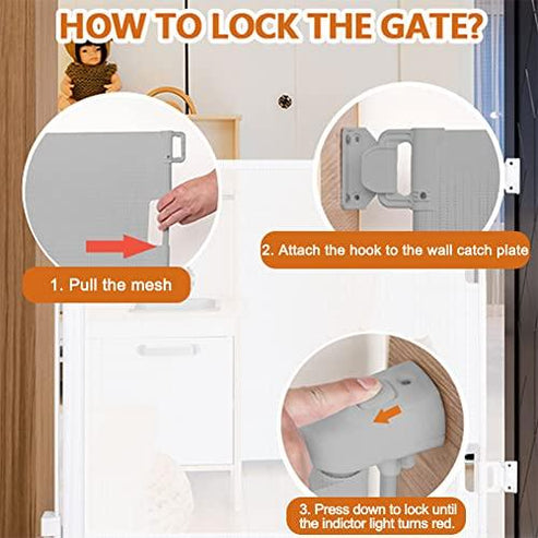 Retractable Baby Safety Gate Kit for Toddlers Babies & Pet Dogs 🚪