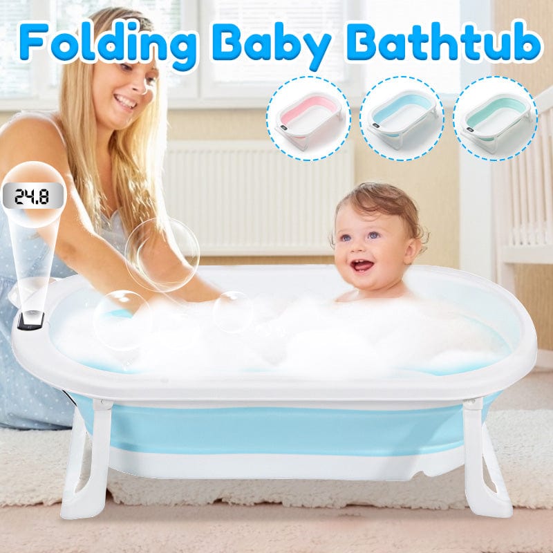 Foldable Bath Tub with Bathmat Cushion & Thermometer