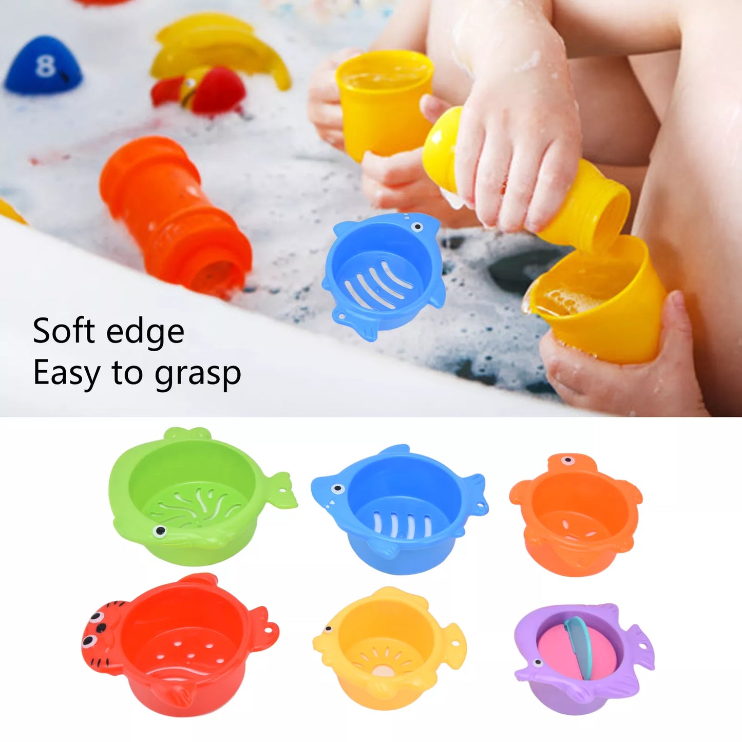 Fish Shape Stacking Cups Baby bath Toy (pack of 6)