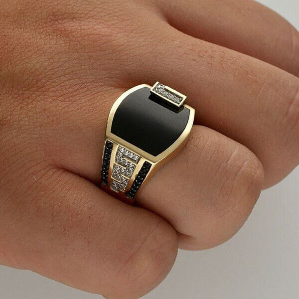 Men's Black Zircon Ring-Wedding Engagement Jewelry Gift