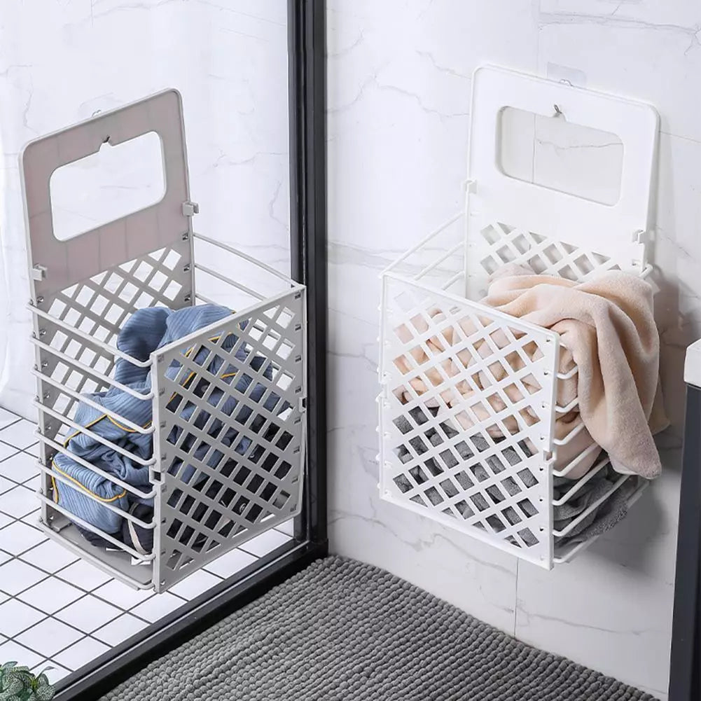 SpaceSaver Wall Basket- Foldable Dirty Clothes Basket