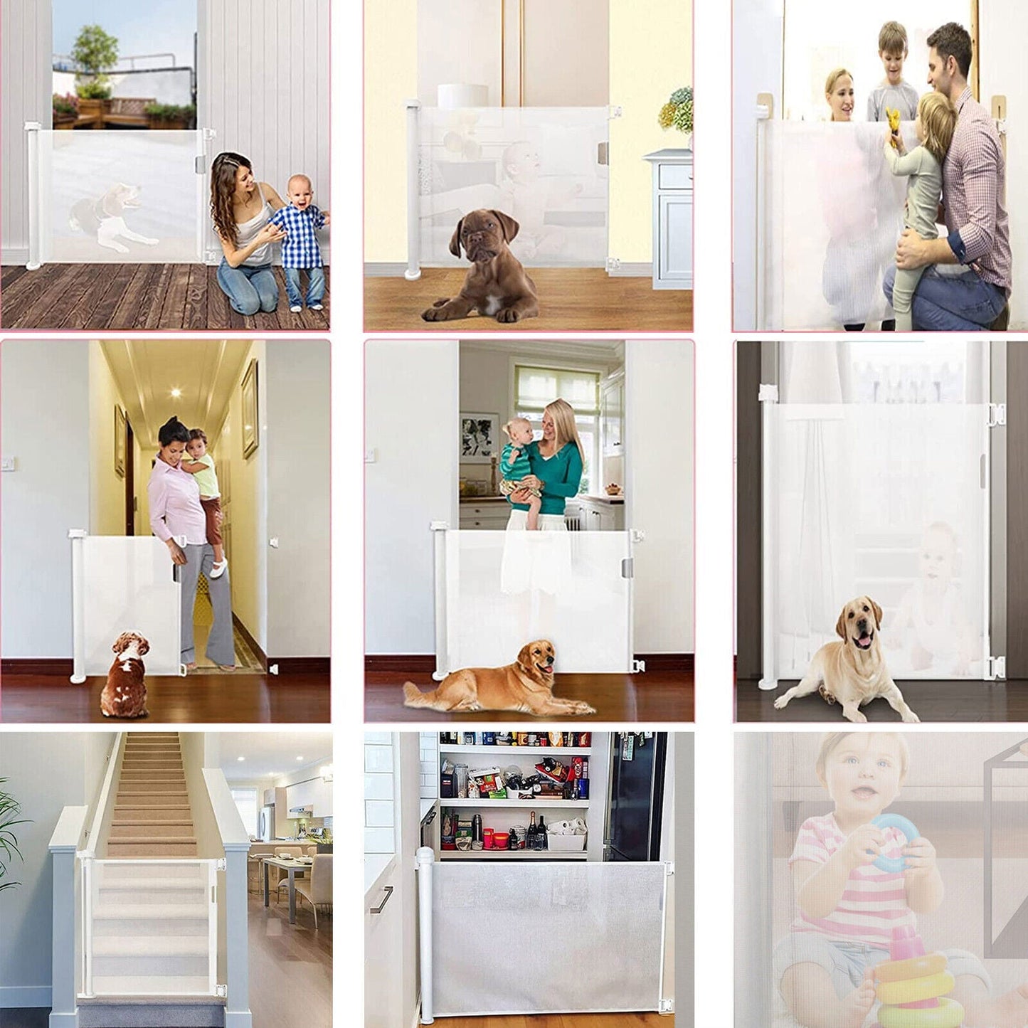 Retractable Baby Safety Gate Kit for Toddlers Babies & Pet Dogs 🚪