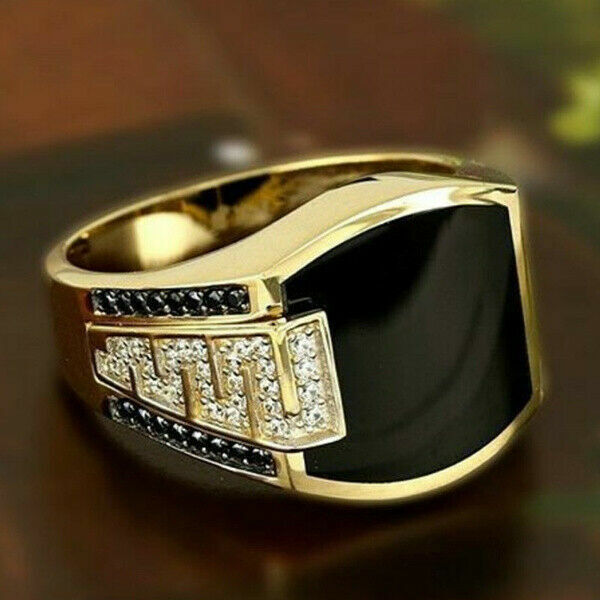 Men's Black Zircon Ring-Wedding Engagement Jewelry Gift