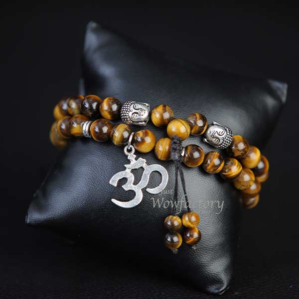 God ॐ Remain Strong Willed" Tiger Eye Aum Buddha Bracelet